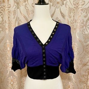 Free People Mesh Sleeves/Back Snap-up Shirt-Small